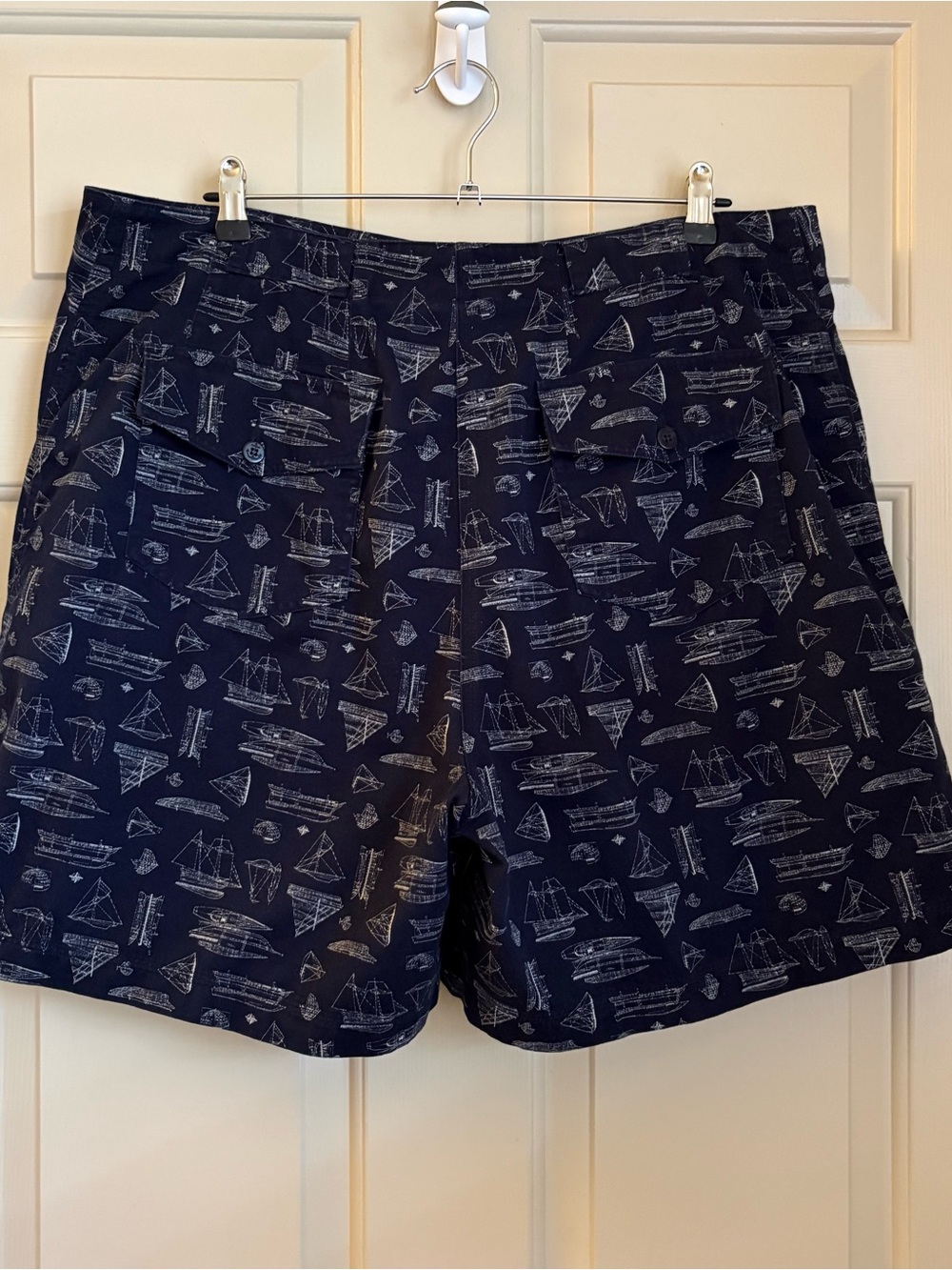 Ralph Lauren Navy Nautical Print Cotton Shorts Coastal Preppy Fisherman Size 18 - Picture 3 of 7